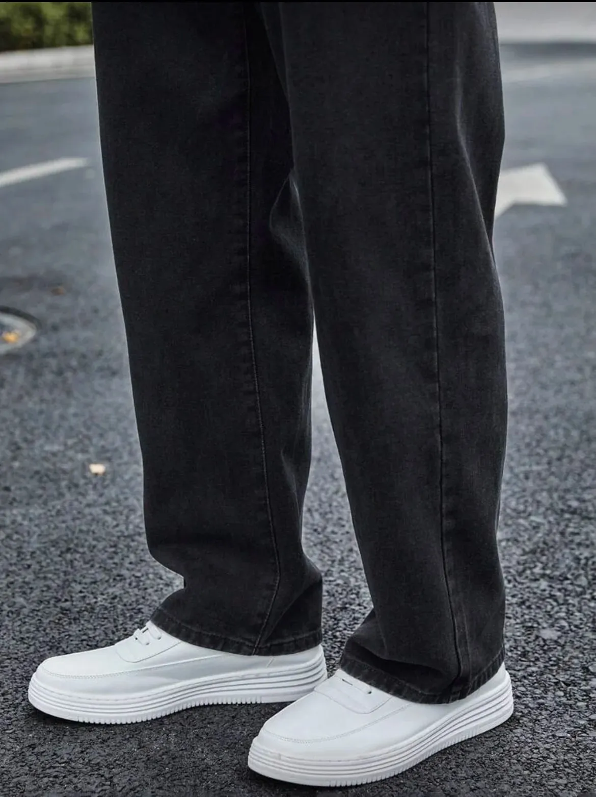 Men's Straight Jeans - Relaxed Fit with Great Drape Tummy & Slimming Dark Grey Wash — image 4