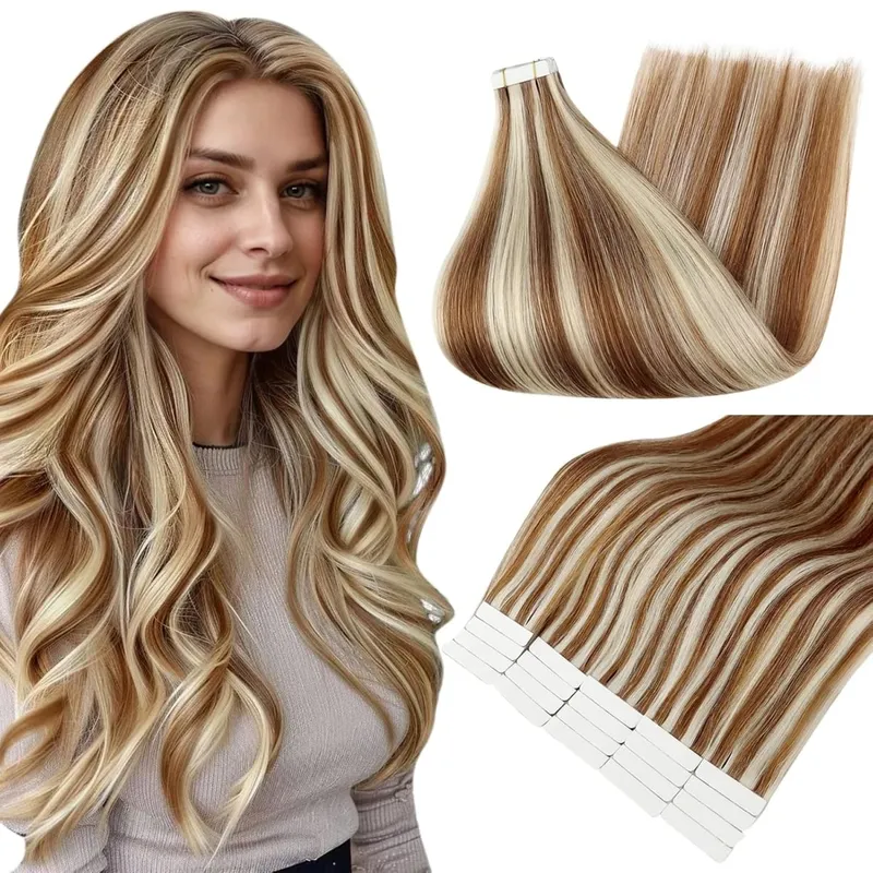 Full Shine Tape in Hair Extensions Balayage Tape ins Human Hair Extensions 20Pcs 50G Ombre Seamless Remy Skin Weft Hair — image 18