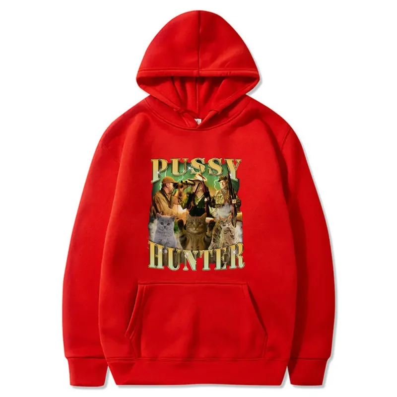 Pussy Hunter Funny Meme Cat Hoodies Men Women Casual Clothing Fashion Vintage Long Sleeve Oversized Style Streetwear Funny Wears — image 9
