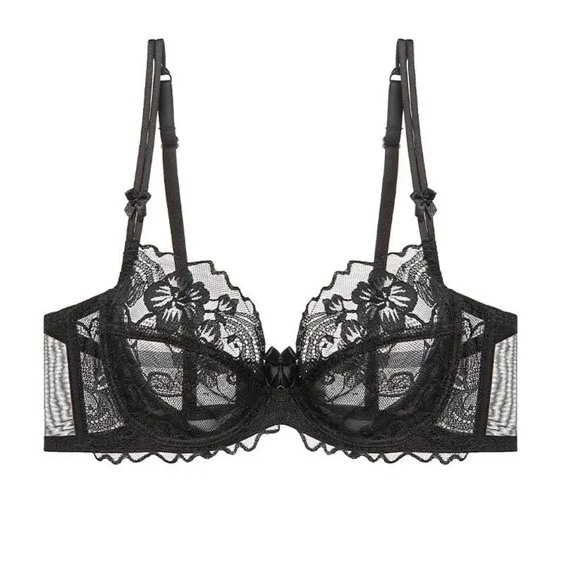 Ladies Delicate Purple Lace Push Up Underwear Set Victorian Style Soft Underwire Anti-sagging Ultra Thin Bralette Set