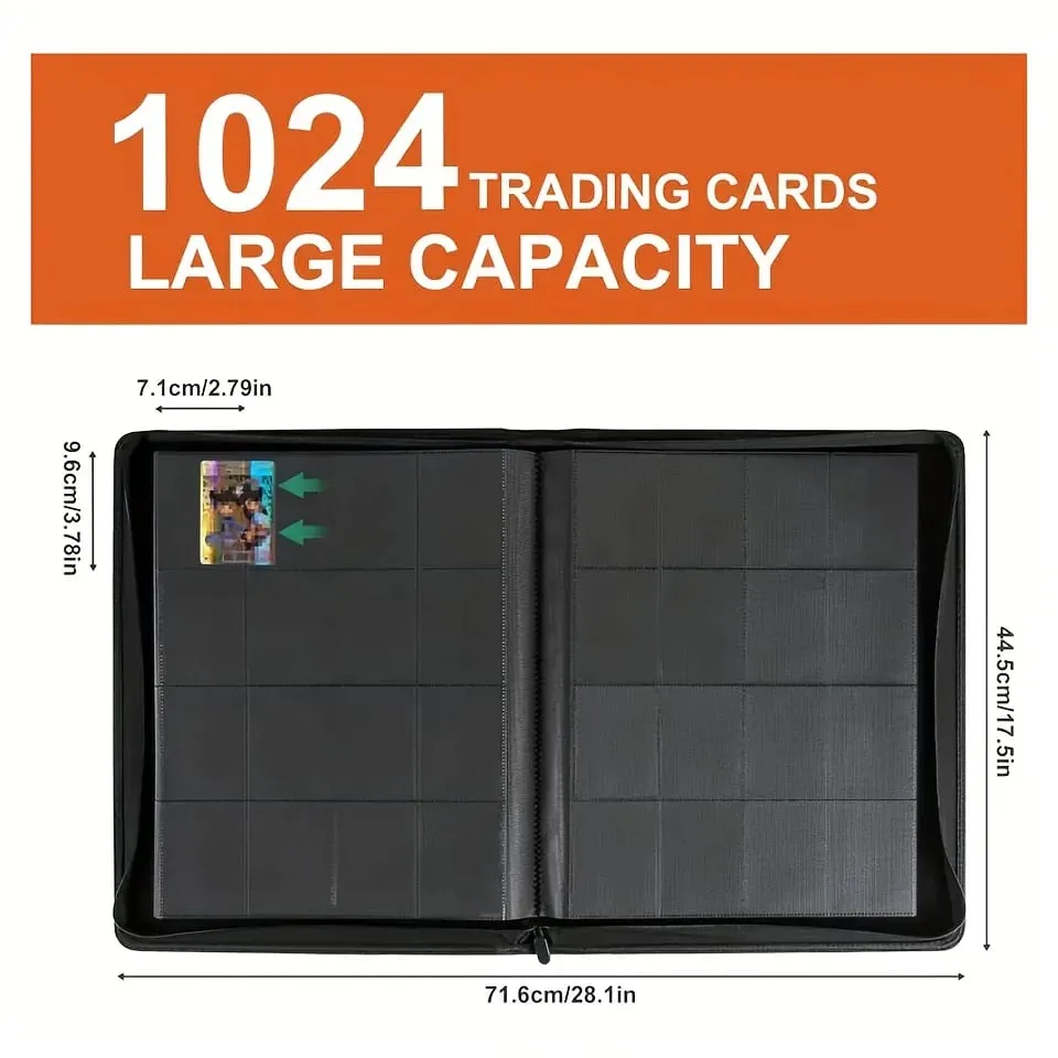 1024 Pockets Trading Card Binder Premium 16 Pockets Card Holder Folders Side Loading Card Album for Sport Game Card