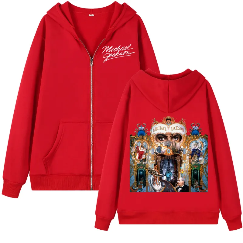 Singer Michael Jackson Album Graphic Zipper Hoodie Men Women Fashion Rock Zip Up Pullovers Harajuku Y2k Style Hooded Sweatshirts — image 4