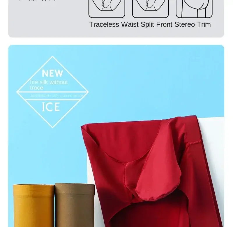 1 Article Spring and Summer New Ice Silk Non-marking Underwear MEN'S Triangle Pants Separate Quick-drying Youth Tide Solid Color