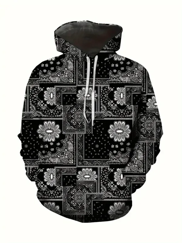 Sudadera con capucha con estampado de anacardo creativo para hombre, sudadera con capucha informal de diseño plano para hombre, sudadera con bolsillo tipo canguro — image 12