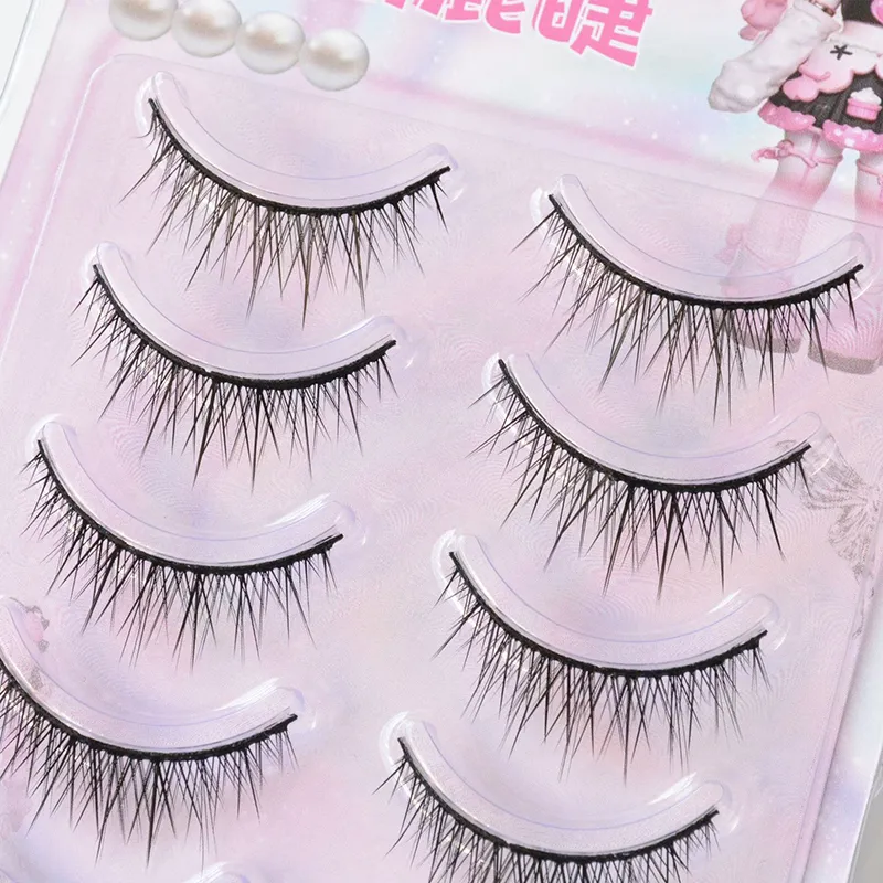 5 Pairs Baby Straight Lashes Hard Band False Eyelashes Natural Fish Tail Design for Cosplay Daily Makeup manga eye lashes — image 3