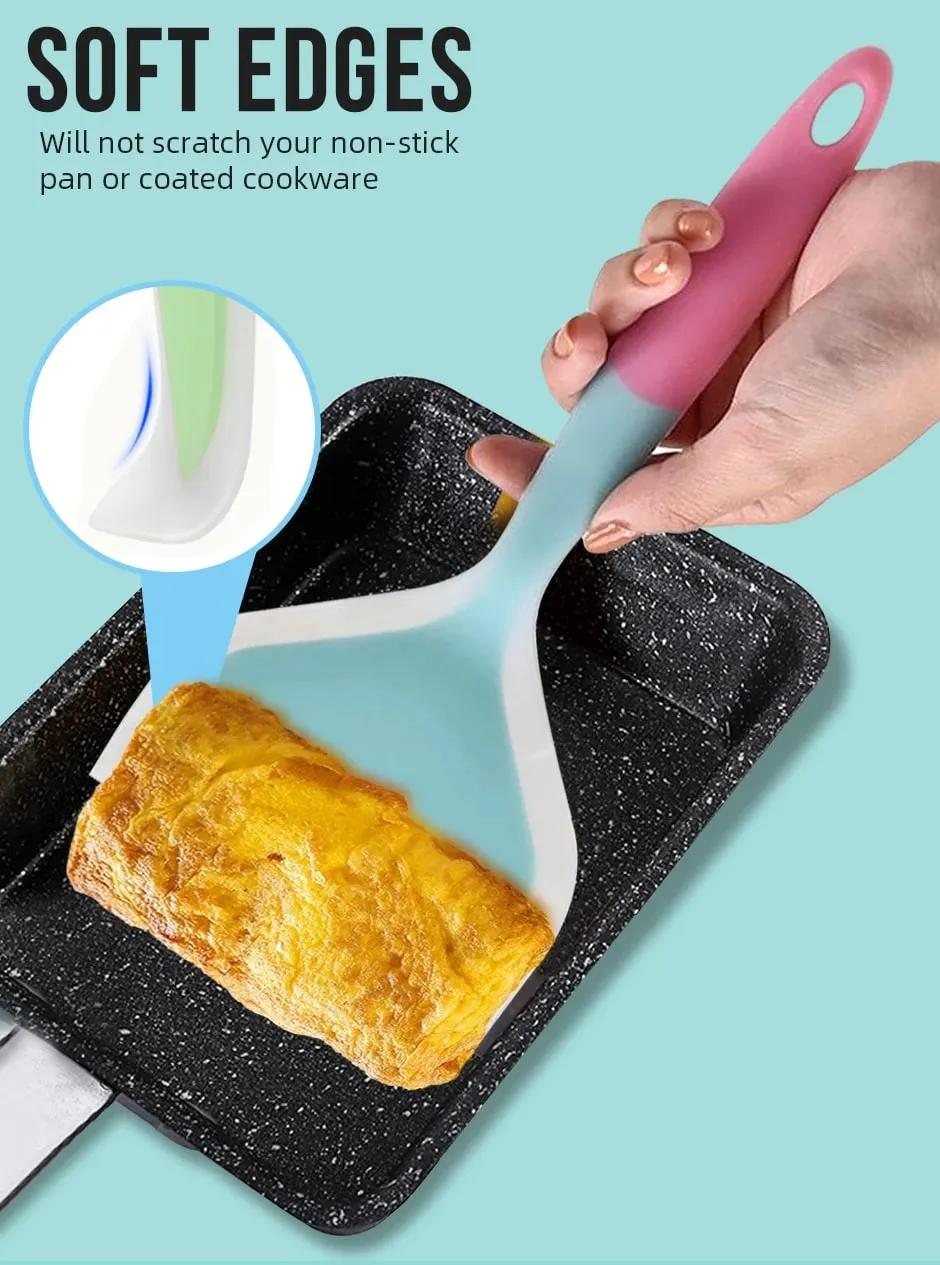 Silicone Spatula Cooking Utensils Beef Meat Egg Kitchen Scraper Wide Pizza Cooking Tools Shovel Non-stick Spatula Color Randomly — image 7
