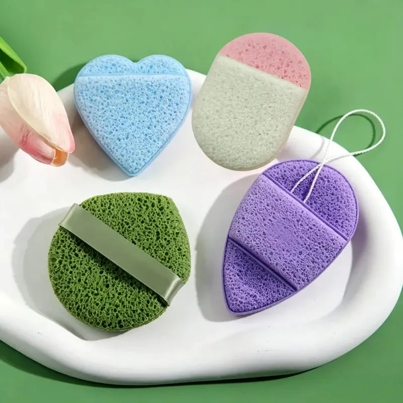 4PCS/Lot Natural Exfoliating Pocket Face Cleansing Puff New Water Drop Shape Konjac Sponge Cosmetic Puff Face Cleaning Tool