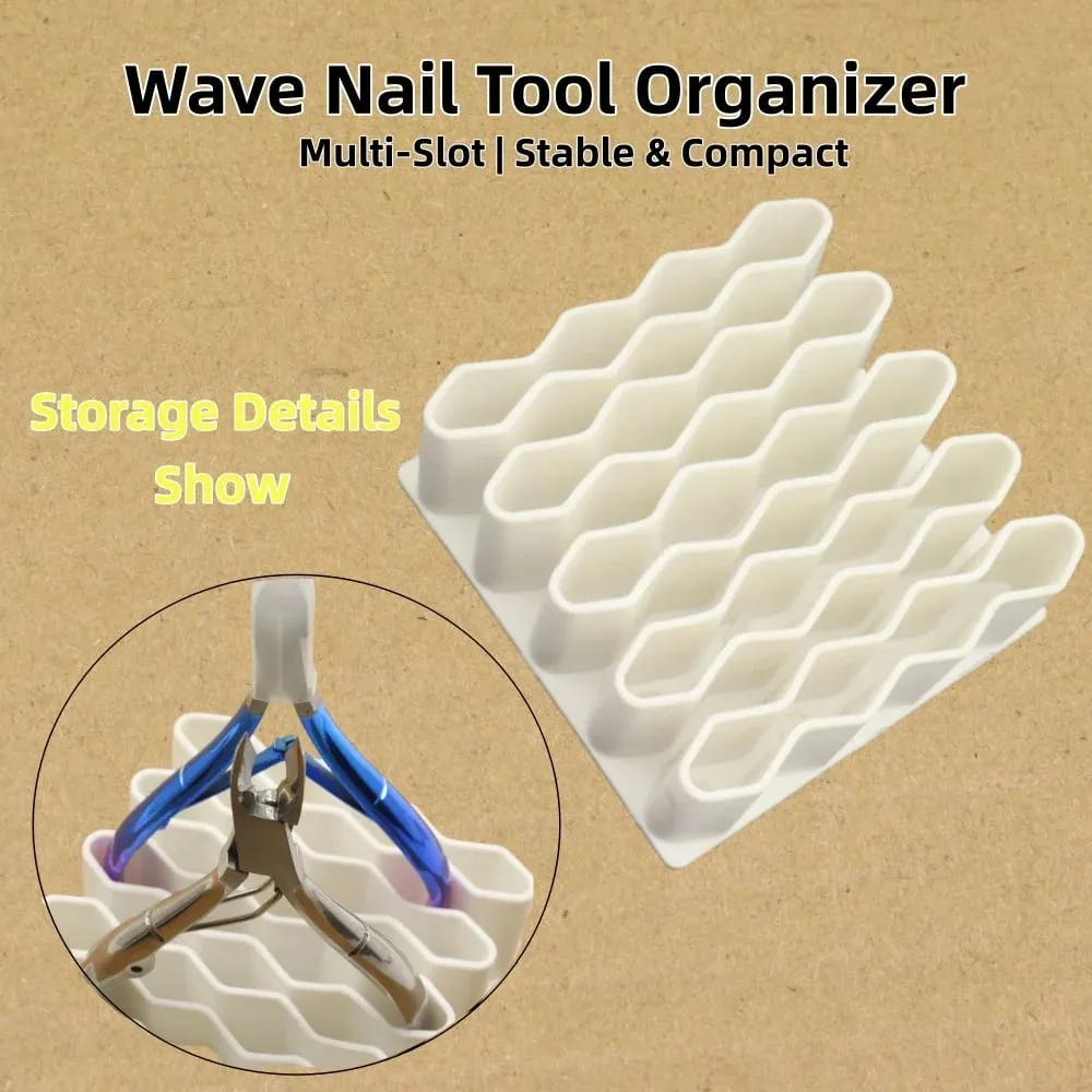 1PC Silicone Nail Tool Organizer Holder Multifunction Wave-Shaped Desktop Storage Rack for Lipstick Brushes & Cosmetics