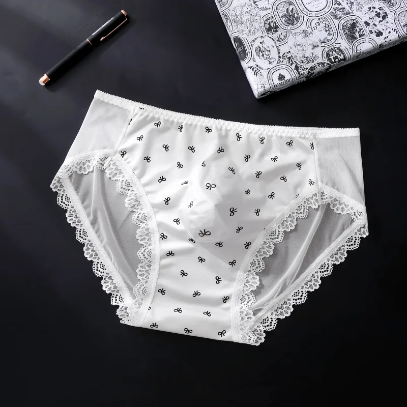 Sexy Lace Mens Briefs 3D Pouch Floral Edge High Elastic Sweet Heart Bow Print Mesh Splicing Underwear — image 22