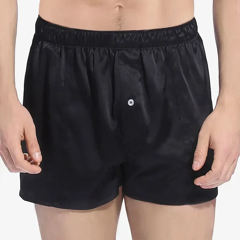 Boxer pour hommes, sous-vêtements, taille moyenne, 19MM, 100% vraie soie de mûrier, couleurs unies, 1 pièce, S-520