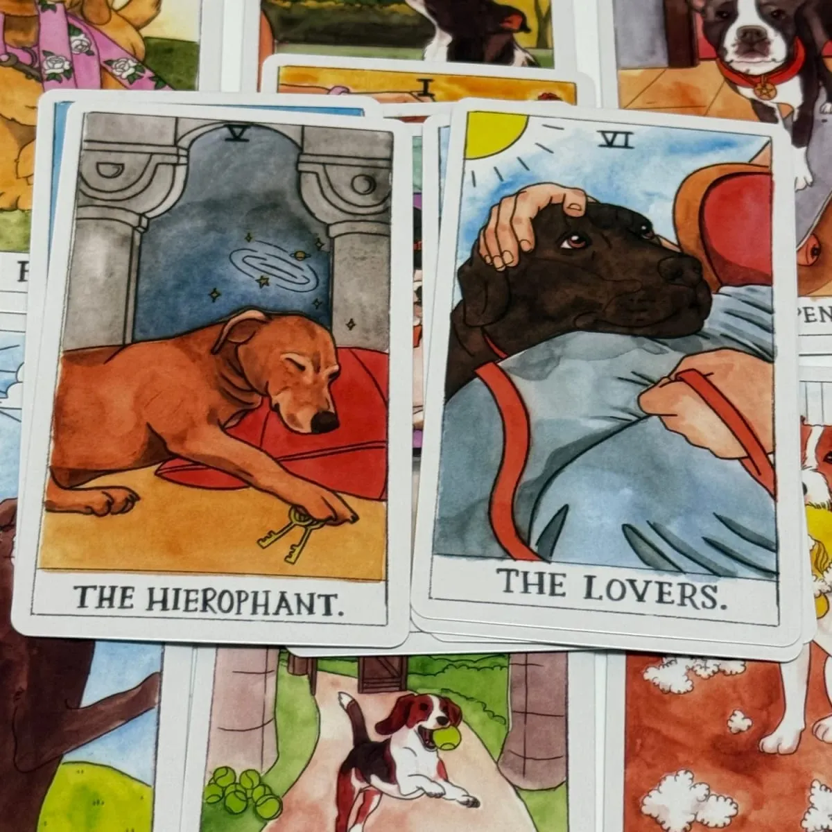 Mazzo di tarocchi per cani Simpatico 78 pezzi di carte dei tarocchi Waite, illustrazioni ad acquerello per cani, regalo unico per gli amanti dei cani — image 3