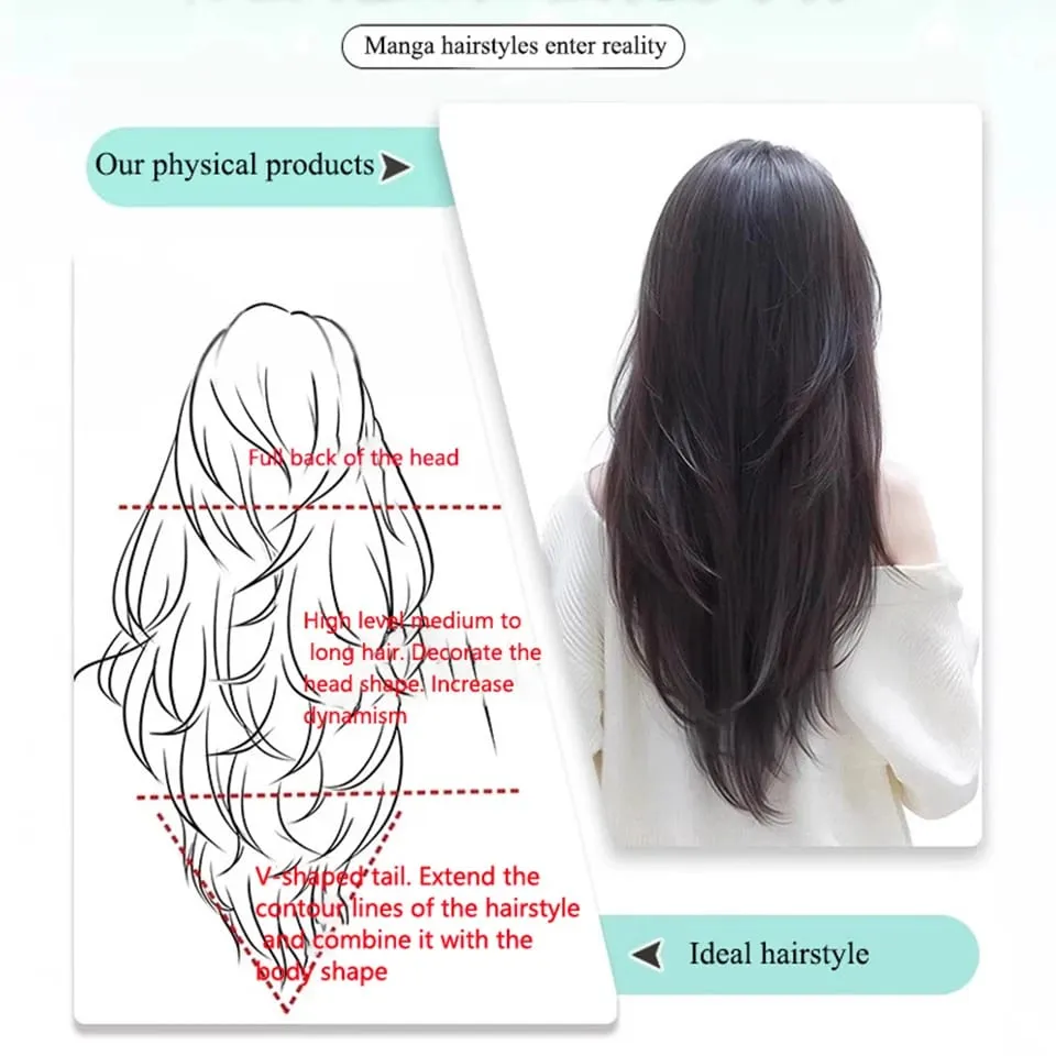 Synthetic Wig One-piece Straight Wig Layered Extension Wig Korean Fluffy Hair Piece Extension Wig For Women Christmas New Year — image 7