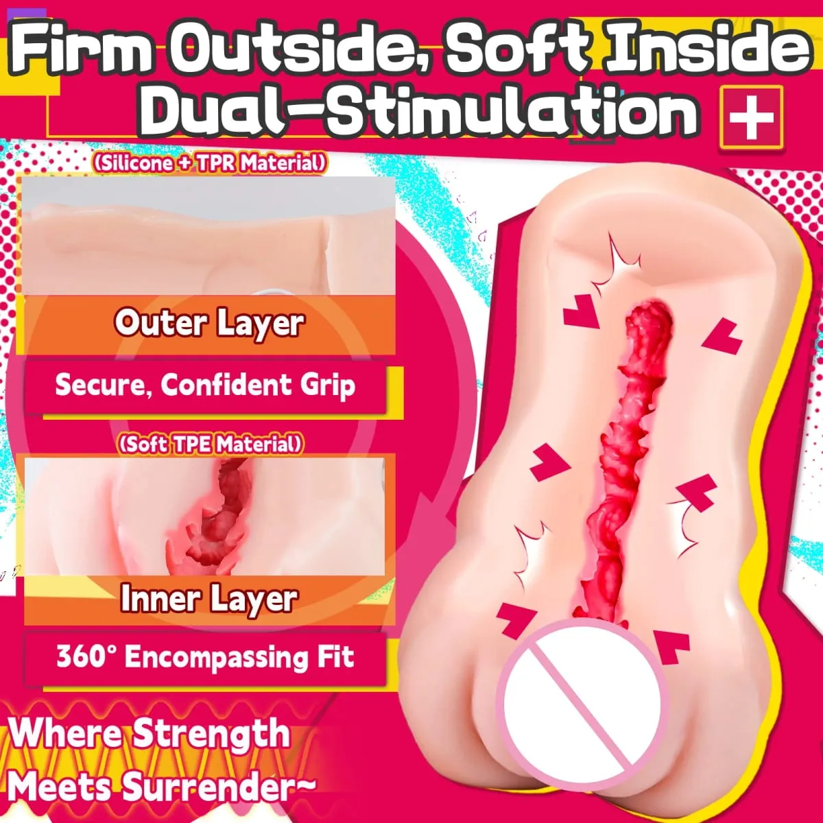 YUU Tight Vaginal Lifelike Masturbator for Men with Powerful 10 Vibration Sex Machine Onahole Dual Layer Firm Soft Waterproof — image 2