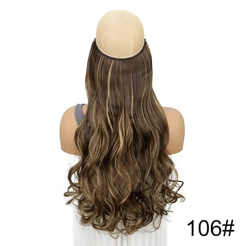 18Inch Synthetic Long Curly Fish Line Hairpiece Invisible Wire Halo Hair Extensions Heat Resistant Fluffy for Daily Styling — image 14