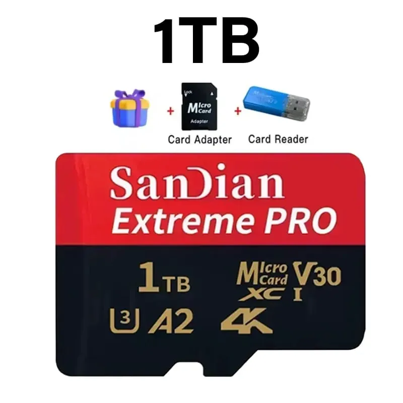 بطاقات ذاكرة SD مقاومة للماء فئة 10 U3 V30 مع محول USB 128 جيجابايت 512 جيجابايت بطاقة مايكرو TF/SD عالية السرعة للهاتف والكمبيوتر المحمول والكاميرا — image 10