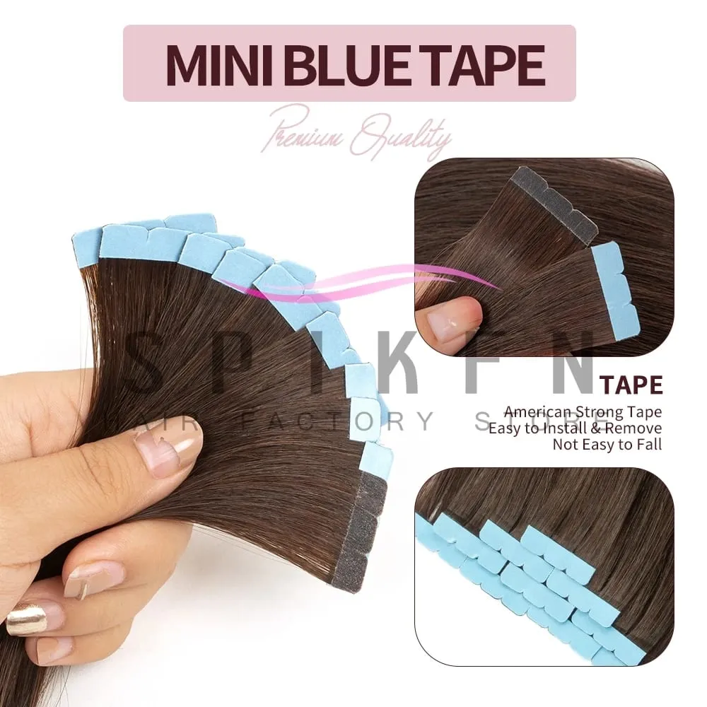 12"-20" Mini Tape Hair Extensions Machine Remy Skin Weft Adhesive Tape In Human Hair Natural Black Brown Blonde Straight 10pcs — image 3