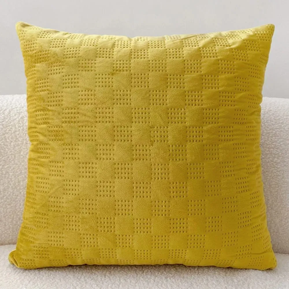 Mall Nordic Punching Process Checkered Velvet Cushion Cover 45x45cm Solid Color Decorative Throw Pillow Case for Sofa — image 2