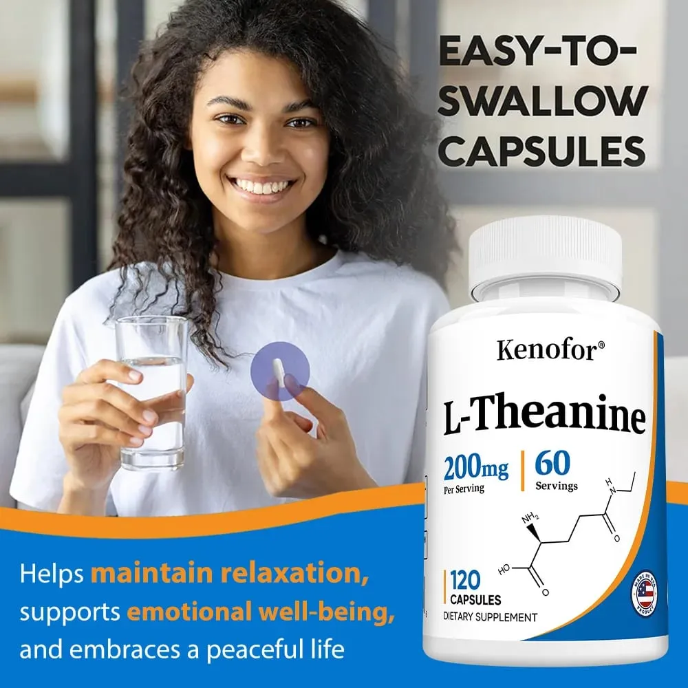 L-Theanine 200 Mg Extra Strength Theanine Supplement – Focus and Relaxation Support Improved Sleep Non-GMO and Gluten-Free — image 5