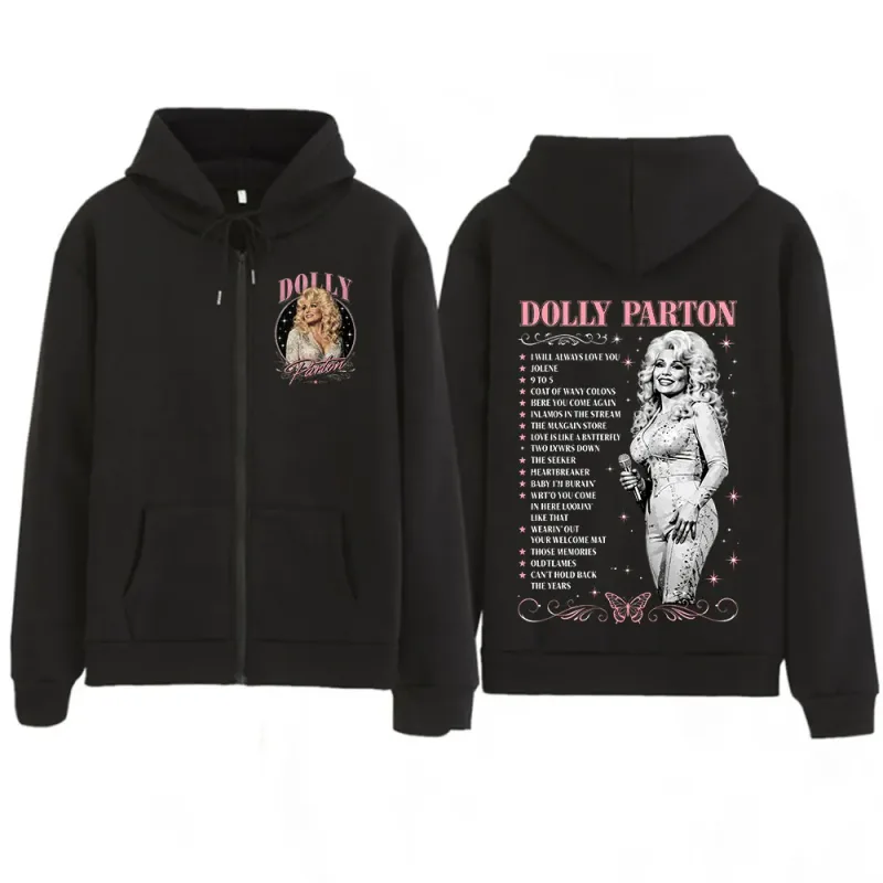 Dolly Parton Legend Country Music Zipper Hoodies Men Women Fashion Long Sleeve Oversized Zip Up Hooded Sweatshirts Jackets Coats — image 5