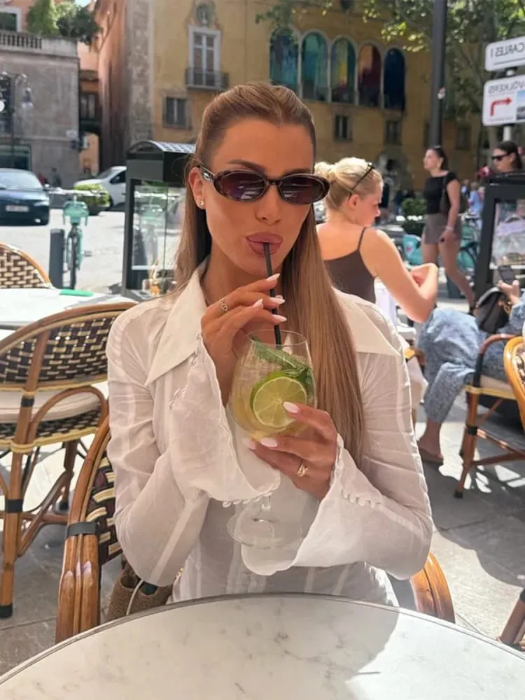 Fashion Solid Slim Mini Dress Women Elegant Lapel Flare Long Sleeve Corset A-line Shirtdress Summer Female Daily Street Skirt — image 4