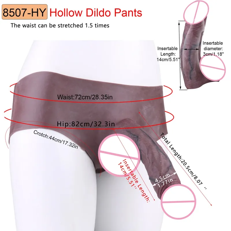 Silicone Boxer Shorts Pants With Realistic Hollow Dildo Lifelike Penis Sleeve Pants For Men Adult Couple's Sex Toy Sexshop — image 12