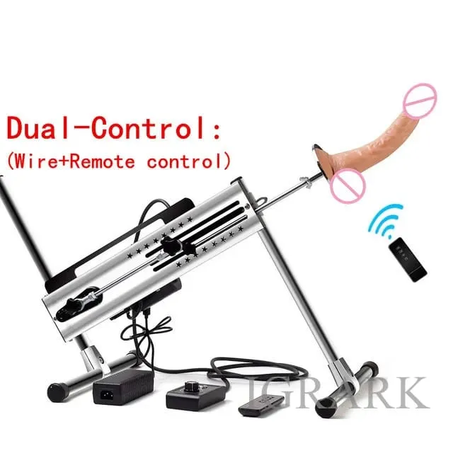 Macchina del sesso silenziosa a doppio controllo cablata/senza fili Macchine per l'amore Vac-u-Lock regolabili da 120 W Giocattoli del sesso con vibratore a corsa da 3-15 cm per le donne