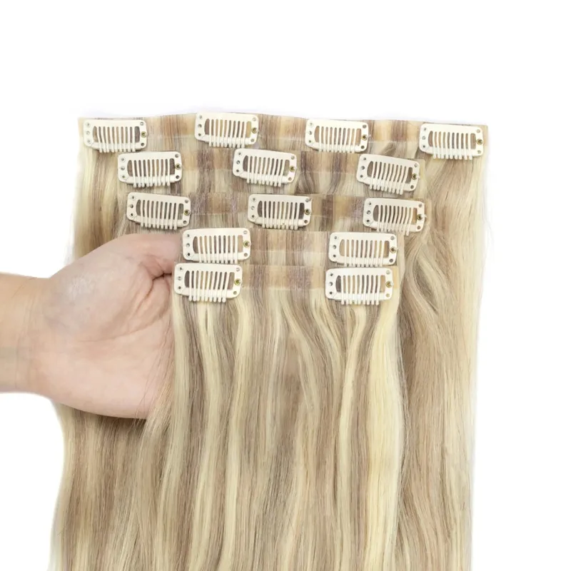 Invisible Thick PU Clip in Hair Extensions Real Human Hair Straight Remy Hair Clip in Hair Extensions 7pcs for Women Daily Use — image 17