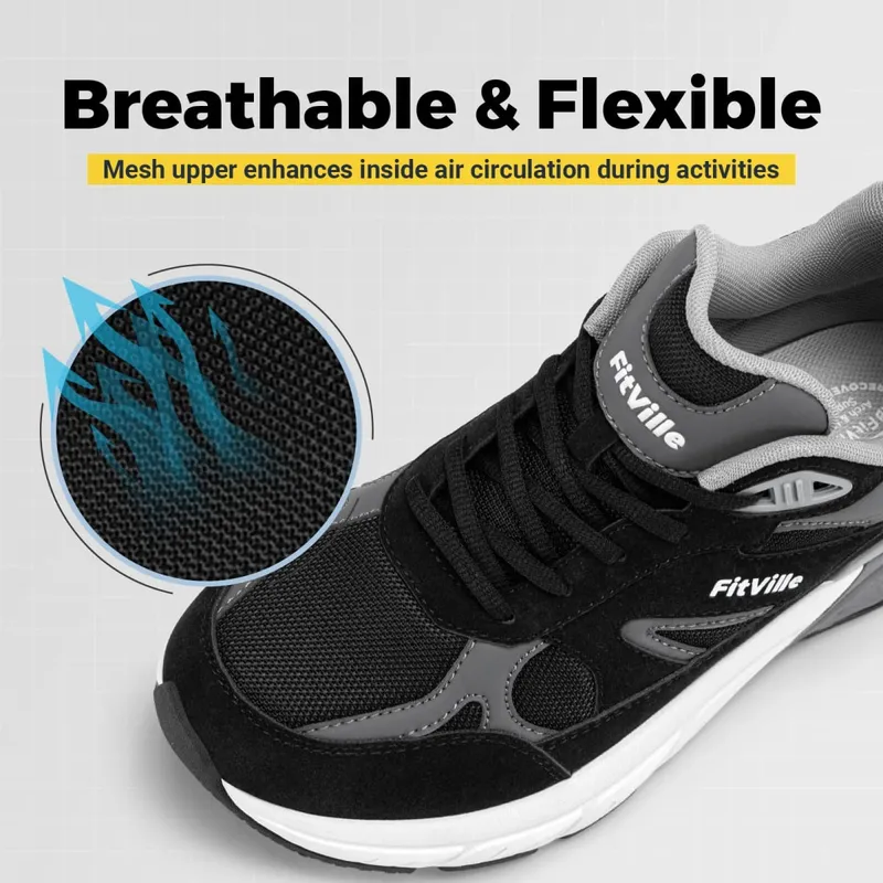 FitVille Newest Walking Shoes for Men Wide Width Sneakers with Arch Support for Flat Feet Heel Pain Relief Plantar Fasciitis — image 4
