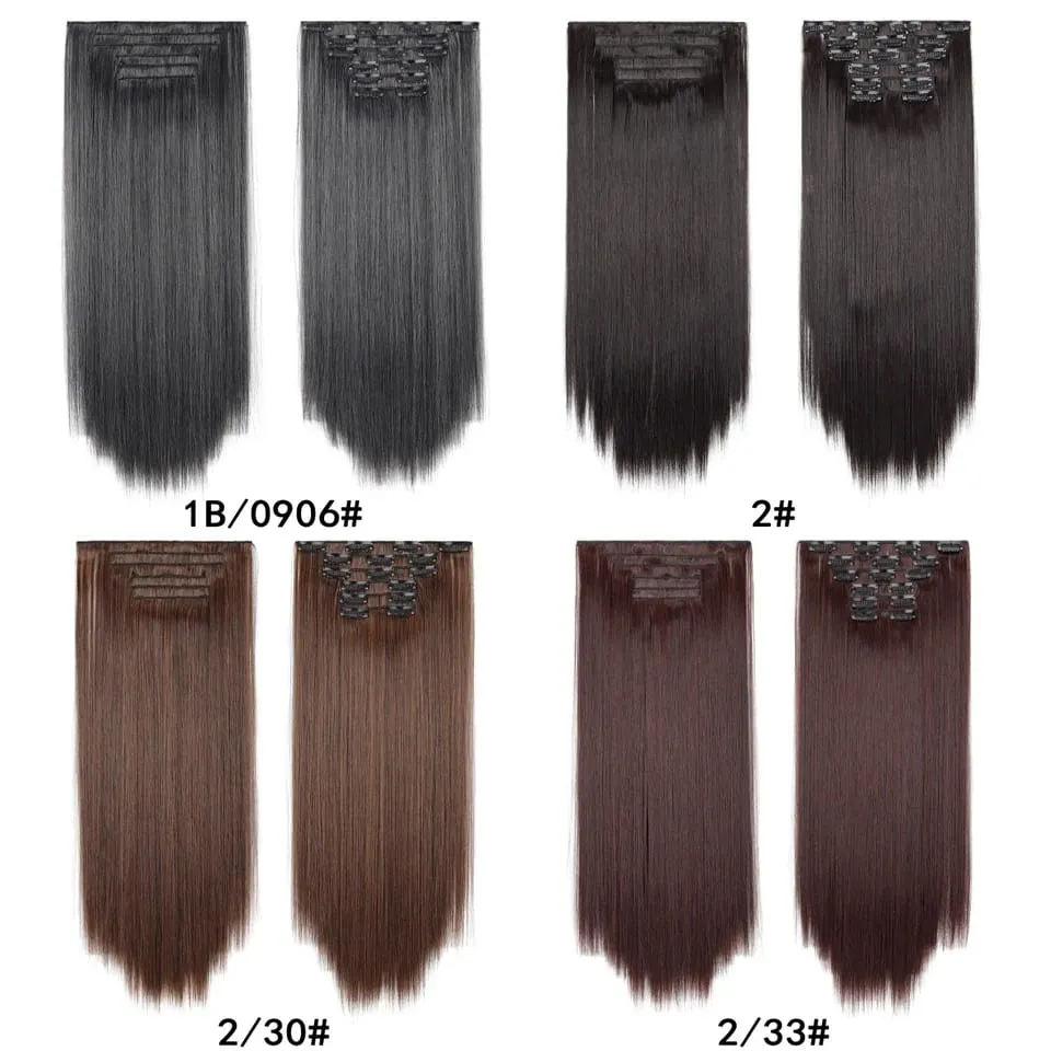 24Inch Clip in Hair Extensions Invisible Synthetic Extension 6PCS Long Straight Heat Resistant Clips on Hairpieces for Women — image 5