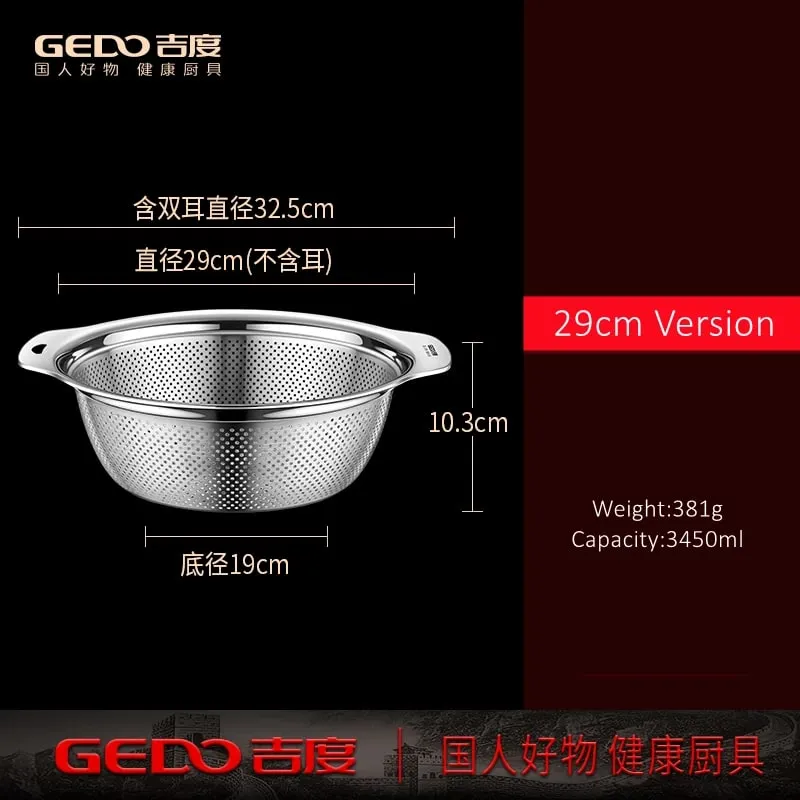 LFGB Certification Kitchen Fruit Vegetable and Rice Washing Basin 23~31cm Diameter Dense Drainage Hole Colander with Side Handle — image 11