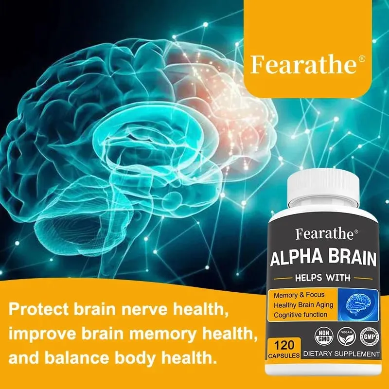 Suplemen Otak Alpha Brain Nootropics untuk Lelaki dan Wanita - Kejelasan Mental & Kognisi Memori dengan Kapsul Fokus Vitamin B6 — image 4