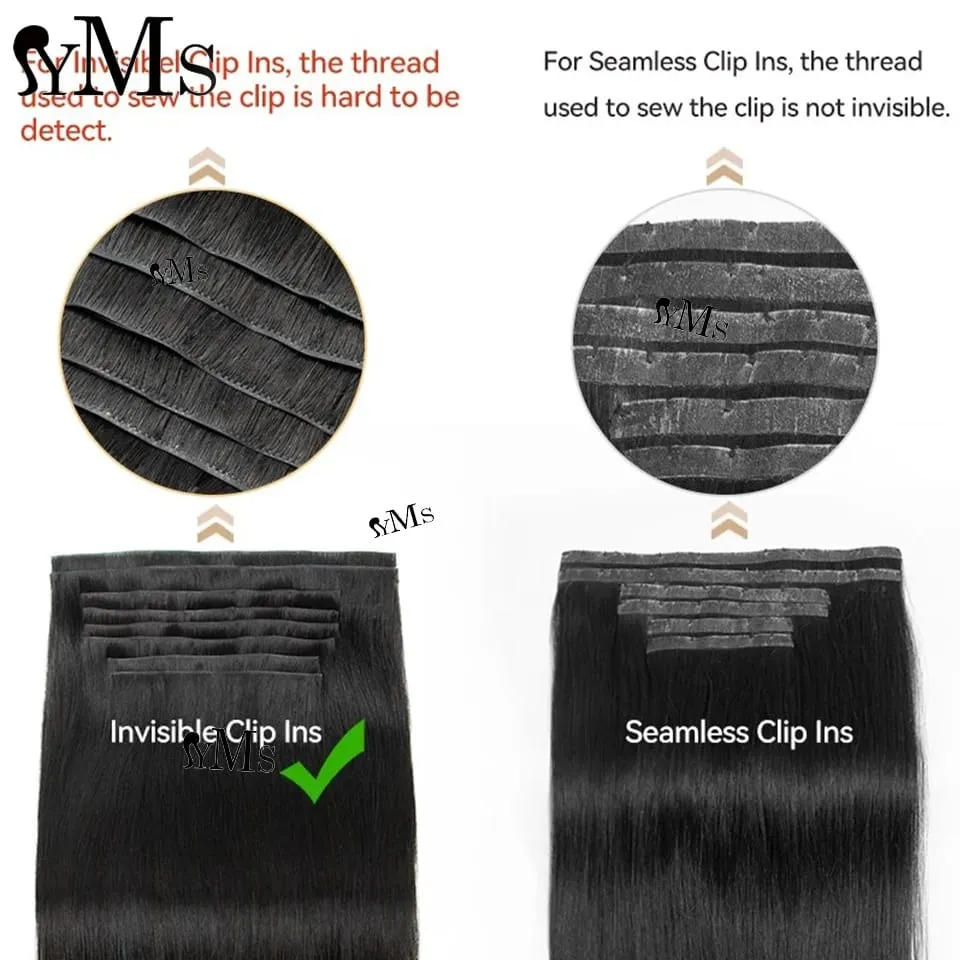 Invisible Edge Clip In Hair Extensions Body Wave YMS HAIR Body Wave Seamless PU Weft Thin Skin Clip In For Women Wholesale — image 6