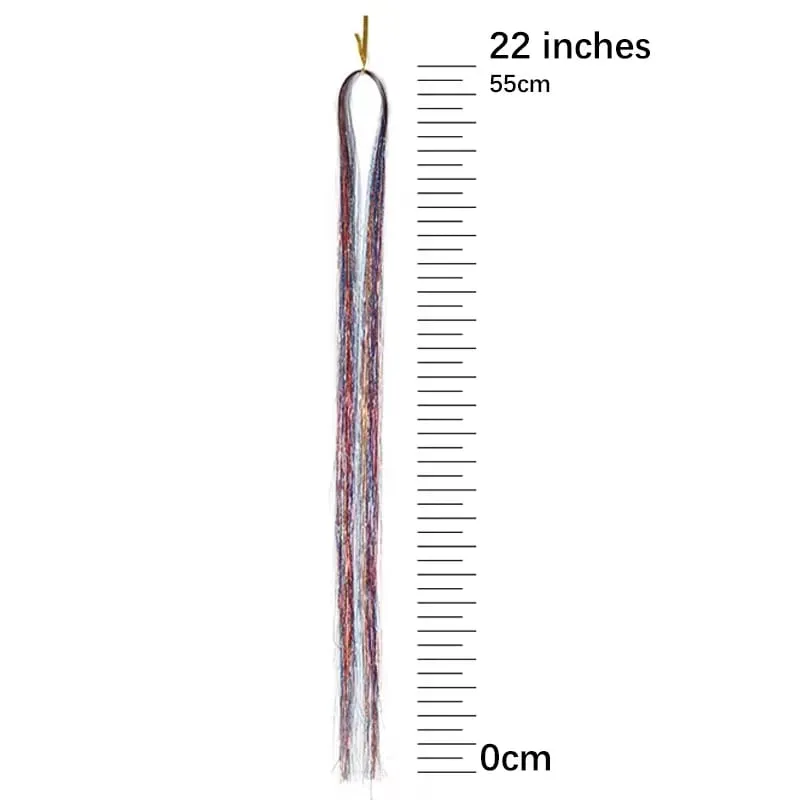 Sparkle Shiny synthetic Hair Tinsel Hair Extensions Dazzles Women Hippie for Braiding Headdress Hair Braiding Tools Long 120cm — image 6