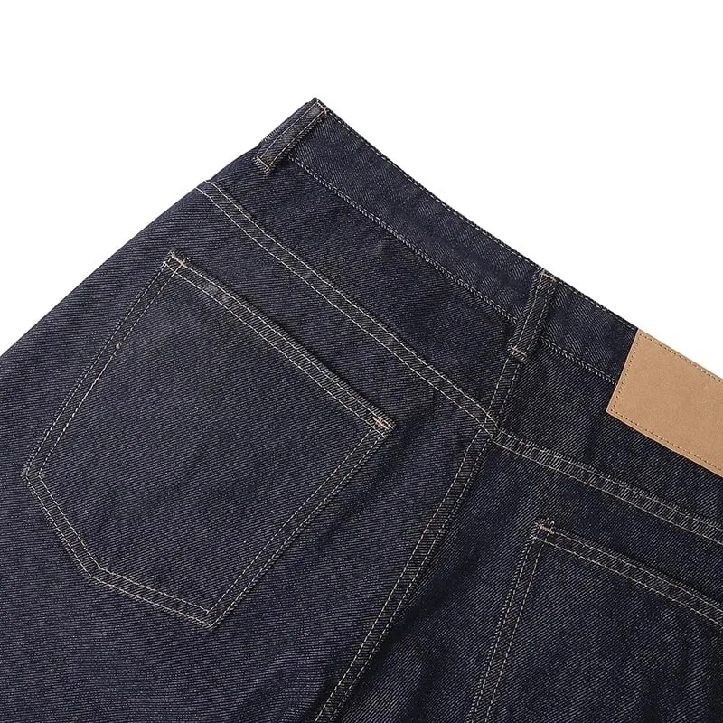New Y2K Man Pants Vintage Denim Five Button Rivet Reinforced Wash Straight Bootcut Men's Jeans Casual Streetwear — image 5