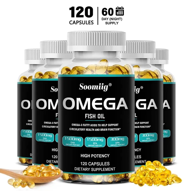 Omega 3 Fish Oil Softgels 3300mg Υψηλής Δυναμικότητας με EPA & DHA Υποστηρίζει Ενέργεια Εγκεφαλική Καρδιά Άρθρωση Οφθαλμών Δέρμα & Ανοσία Υγεία
