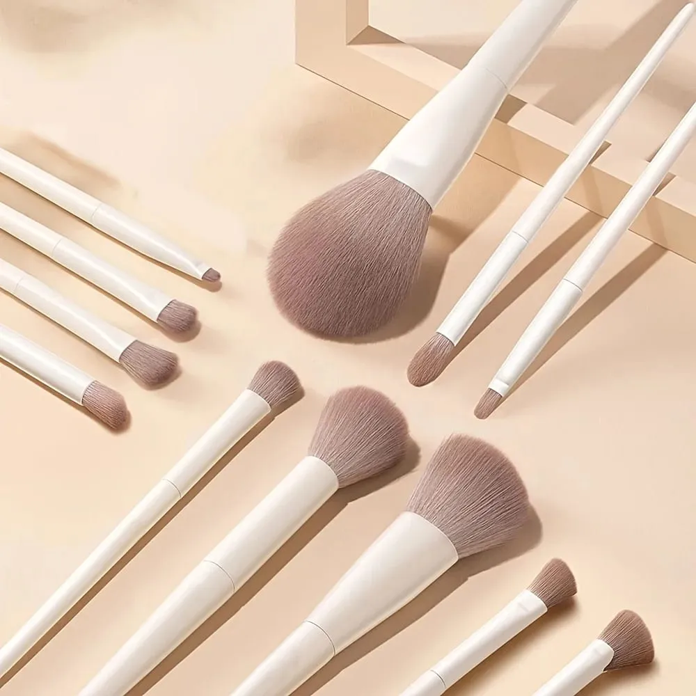 12pcs Professional Makeup Brush Set with Kabuki Brushes & Nylon Bristles - Complete Starter Kit Suitable for Foundation Blush