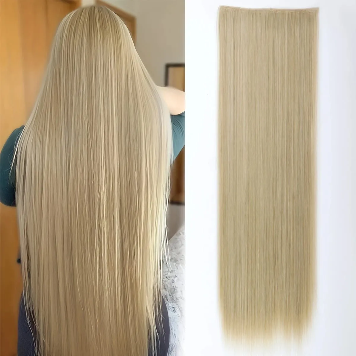 Synthetic Super Long Straight 5 Clip In Hair Extensions 32Inch One Piece Hairpiece for Women Multiple Colors Hair Extensions