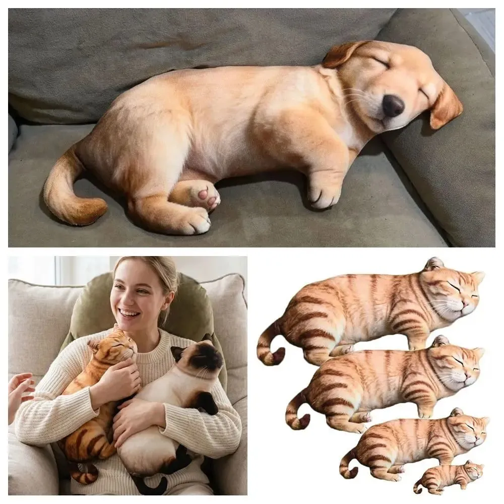 Plush Material Animal Body Pillow 40cm Size PP Cotton Filled Poultry Throw Pillows Cute Design Cat Pattern