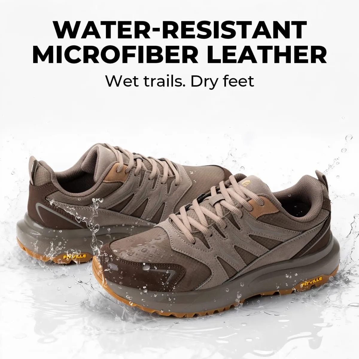 Fittington Men's Wide Hiking Shoes For Men Outdoor Walking Trekking Trails Shoes Non-slip Sports Sneakers With Arch Support — image 2