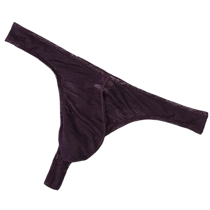 Men Lace Jacquard G-string Underwear High Stretchy Large Pouch Thong Panties Sexy Gays Erotic T-back Underpants
