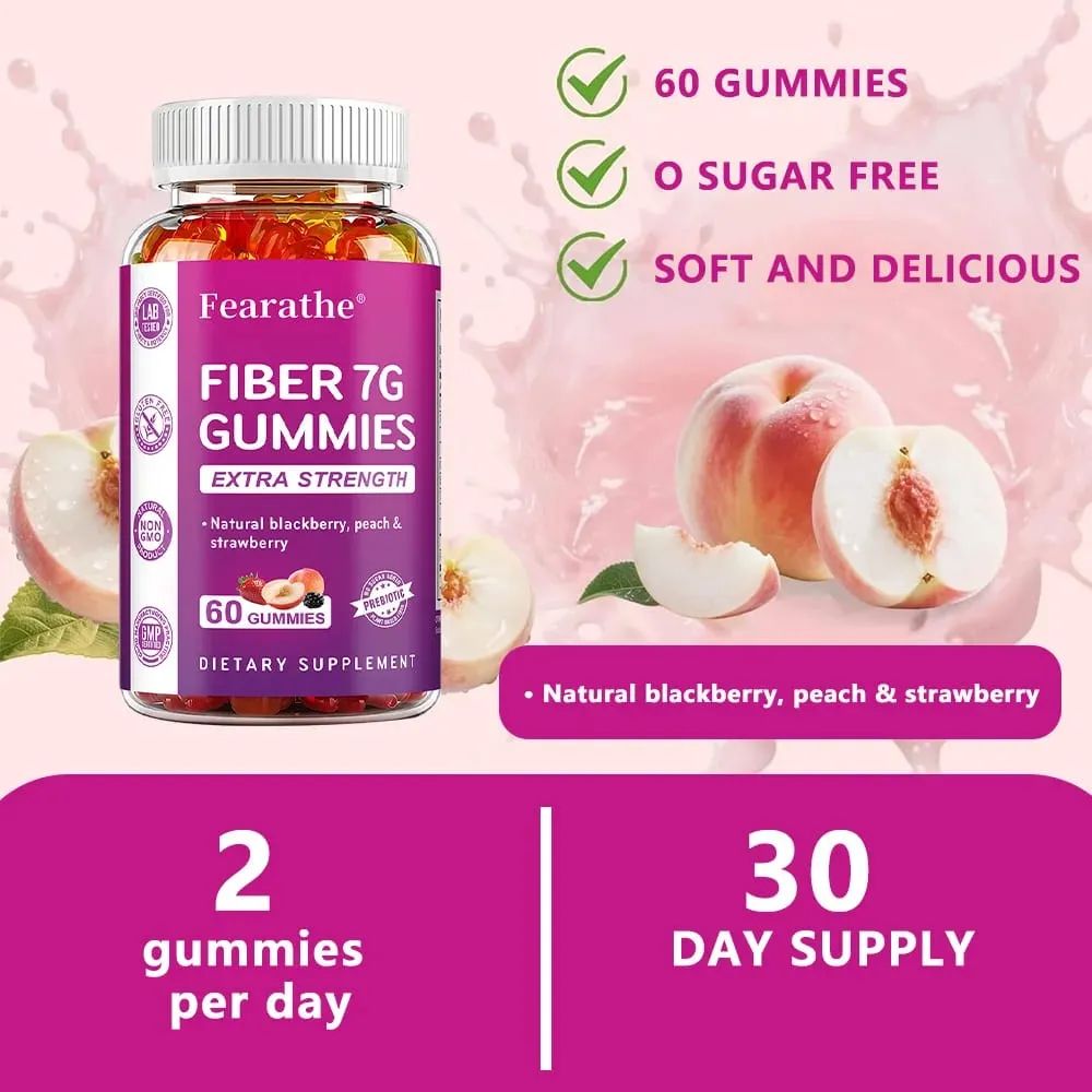 Prebiotic Fiber Gummies for Adults - 7G Fiber Extra Strength - Zero Sugar Added - Digestive Health & Regularity Support — image 2