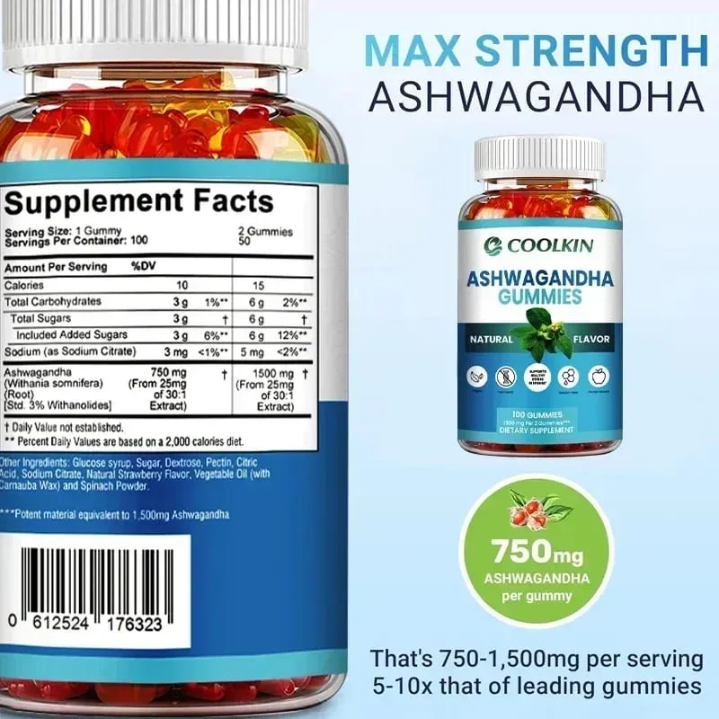 Ashwagandha Gummies - Enhance Physical Strength and Endurance Relieve Stress and Anxiety Improve Sleep Quality Antioxidant — image 2