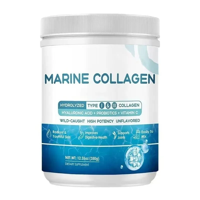 Marine Collagen Peptides Powder - Type I III Collagen with Probiotics Vitamin C & Hyaluronic- Unflavored - 12.35oz/35 Servings — image 8