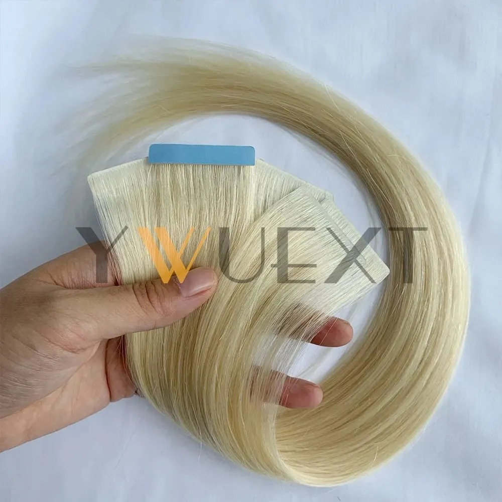 Invisible PU Skin Weft Hair Extensions Natural Straight Machine Remy Seamless Adhesive Tape In Human Hair 10pcs/pack — image 14