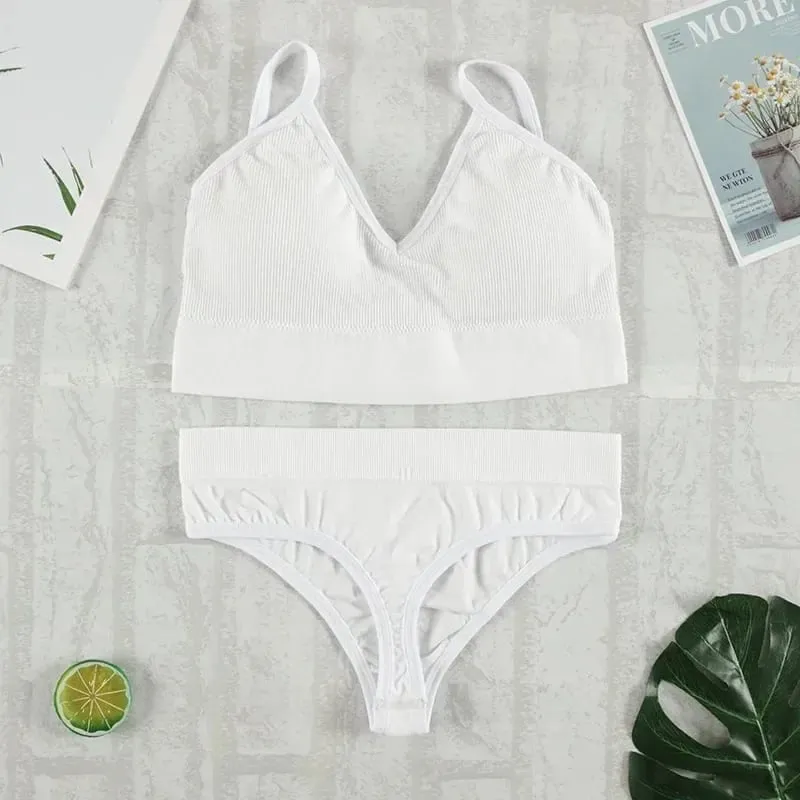 2 Pcs Bra Set Underwear Set Women Panties Sexy G-String Seamless Bralette Female Lingerie Soft Tank Crop Top 2026 New