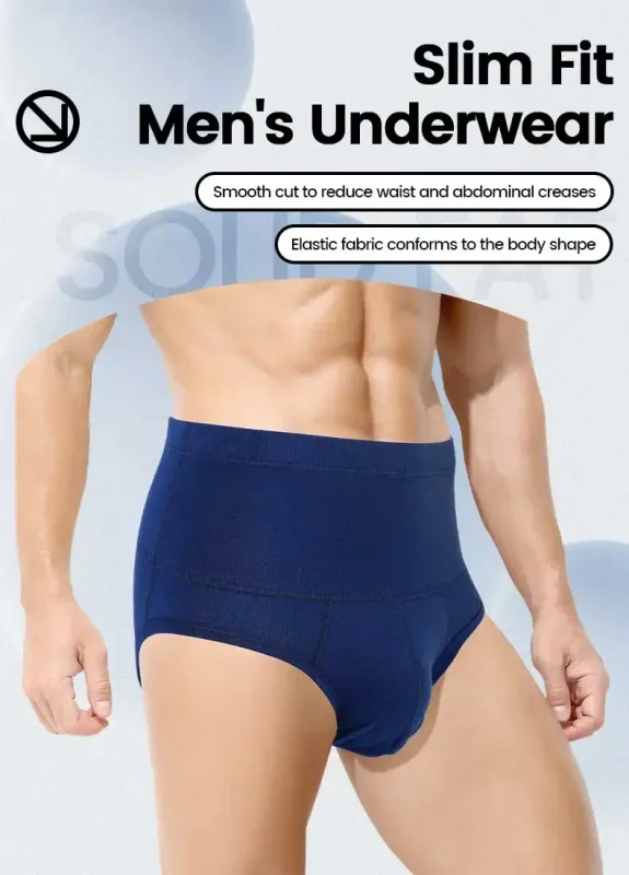 Men's High-Waist Cotton Underwear, Slim-Fitting Waist-Protecting, Plus-Size Warm Triangle Sports Briefs