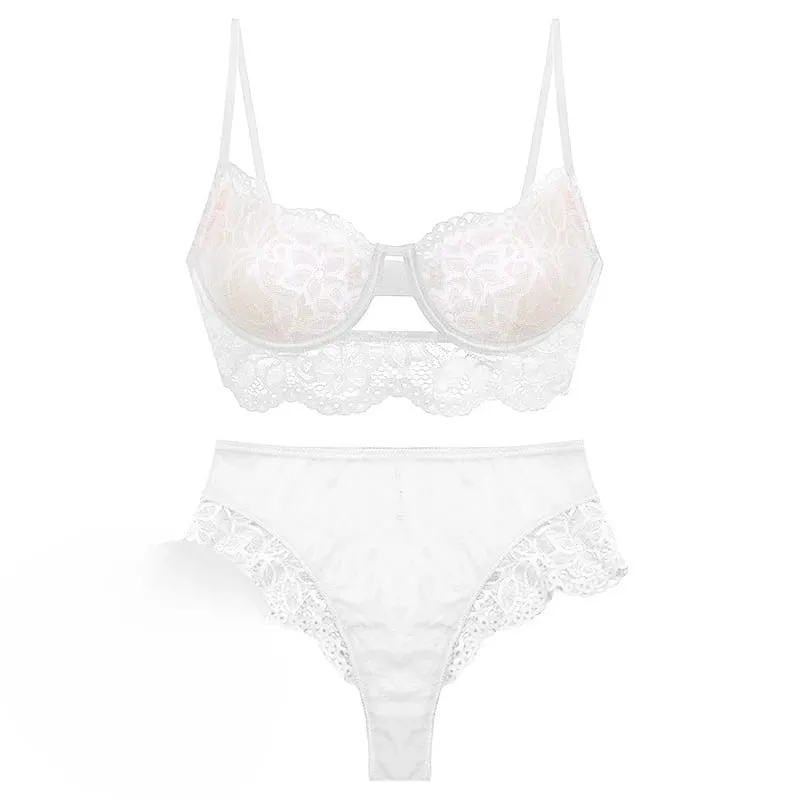 French Lace Bra Set with Soft Underwire Push Up for Small Bust Lightweight Comfort Anti Sagging Lingerie AU Sizes MOYISU-Sexy AB