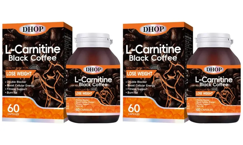 L-Carnitine Black Coffee Capsules - Weight Management & Fat Metabolism Support Cellular Energy Booster Fitness 60 Capsules