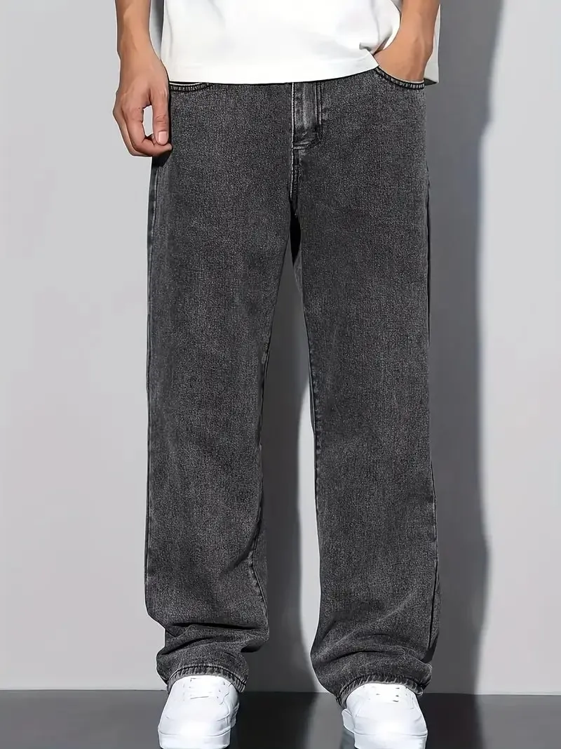 2025 New Style Streetwear Straight-Leg Jeans for Men Fashionable Straight-Leg Loose-Fit Denim Pants — image 1