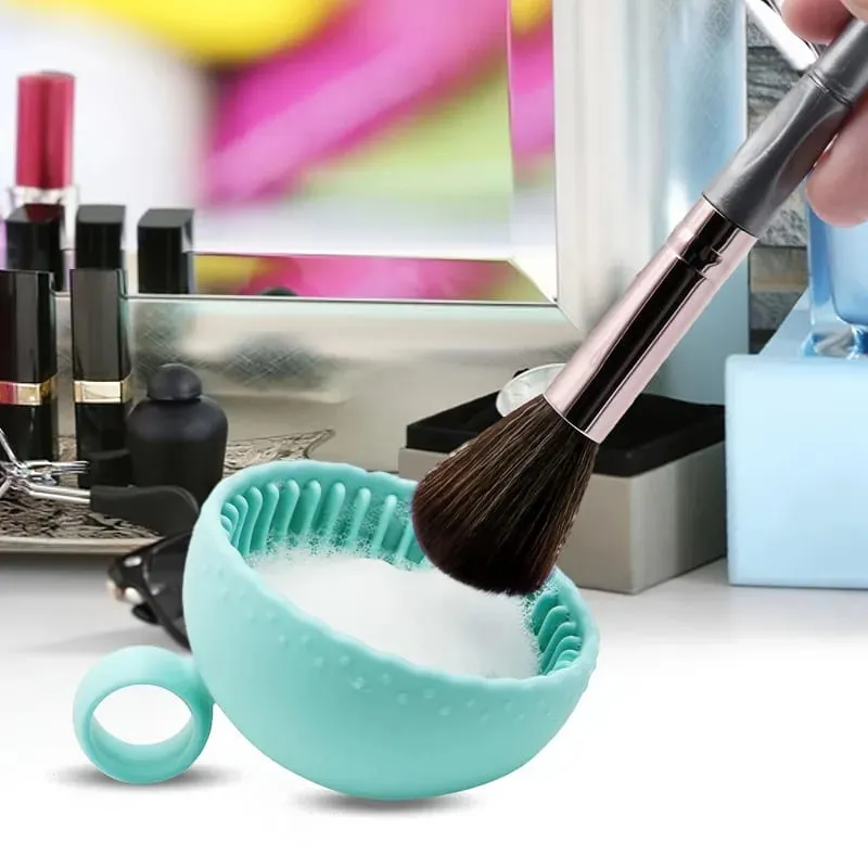 Brush Cleaning Bowl with Brush Cleaning Silicone Makeup Brush Cleaning Bowl for Eyebrows Powder Blusher Face and Eye Brushes — image 6